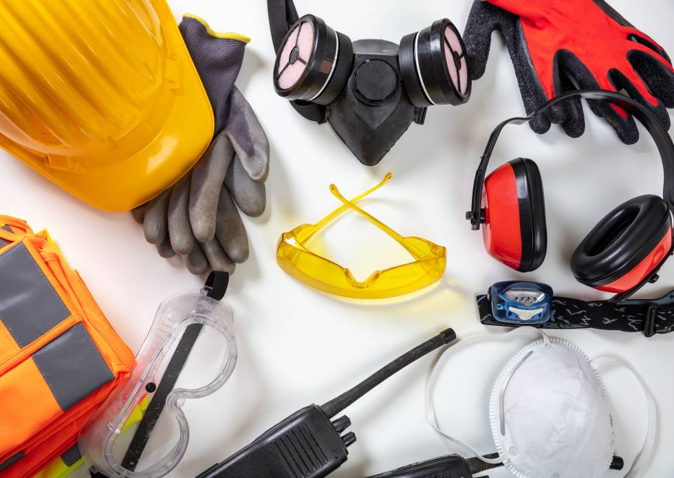 welding ppe being laid on top of a white table
