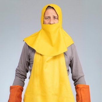 Grain leather welding hood with shoulder cover