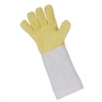 5-finger para-aramid gloves with leather oversleeve