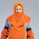 HTR leather welding hood with shoulder cover