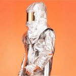 Aluminised hood with gold polycarbonate screen worn view