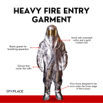 Aluminized flameproof suit for heavy fire entry, full set