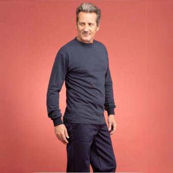 Fire-resistant long-sleeved t-shirt worn view