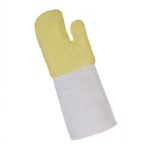 Para-aramid terrycloth mittens with leather oversleeves