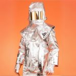 Aluminised hood with gold polycarbonate screen worn view