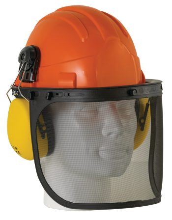 Forestry Helmet with Ear Muffs and Flip-Up Mesh Shield