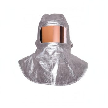 Aluminised hood with gold polycarbonate screen worn view