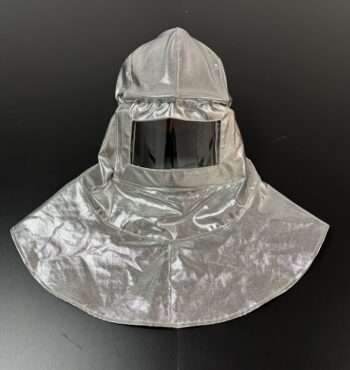 Aluminized Radiant Heat Protection Hood with Visor & ABS Helmet for Foundry Applications
