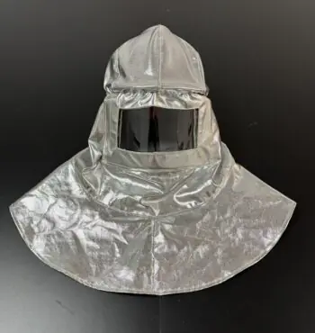 Aluminized Radiant Heat Protection Hood with Visor & ABS Helmet for Foundry Applications