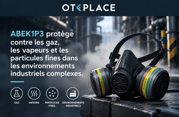 Image d'un filtre ABEK1P3 illustrant les risques contre lesquels il protège